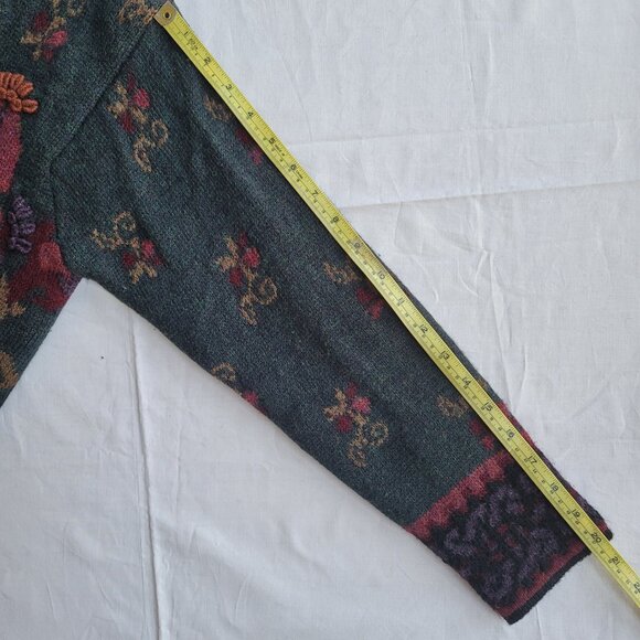 Newton Trading Co. Shetland Wool Iceland Cottagecore Floral Zip Up Cardigan PM - Picture 16 of 16